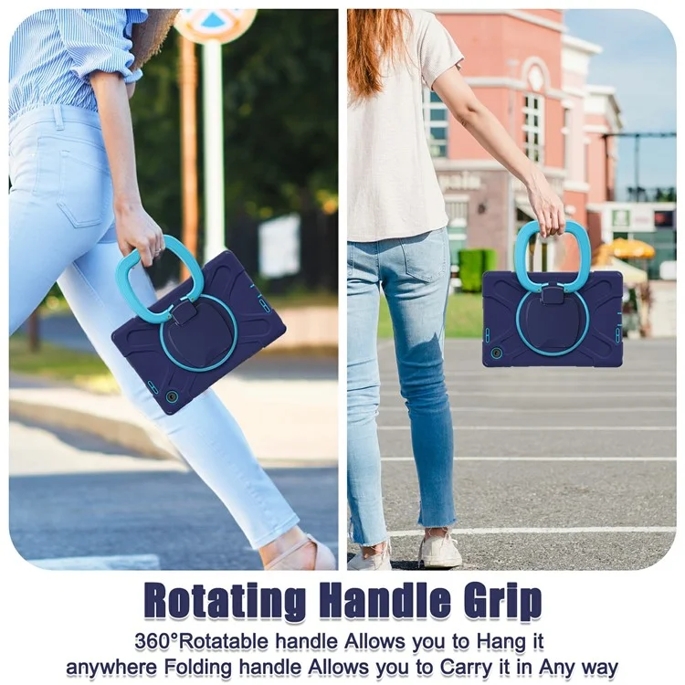 Funda para Lenovo Tab 10,1 (2025) TB311XU2 / Zhaoyang K10C con Correa para el Hombro TPU + PC + Soporte de Silicona - Azul Marino