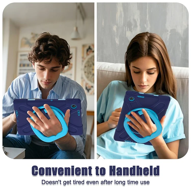 Funda para Lenovo Tab 10,1 (2025) TB311XU2 / Zhaoyang K10C con Correa para el Hombro TPU + PC + Soporte de Silicona - Azul Marino