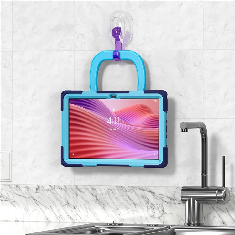Funda para Lenovo Tab 10,1 (2025) TB311XU2 / Zhaoyang K10C con Correa para el Hombro TPU + PC + Soporte de Silicona - Azul Marino