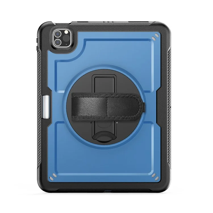 Tablet Case For iPad Air (2022)  /  (2020)  /  Pro 11 (2022)  /  (2021)  /  (2020)  /  (2018) Kickstand PC + TPE Cover with Hand Strap - Navy Blue