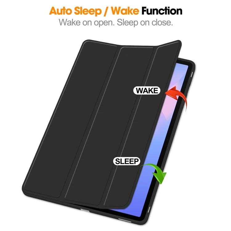 Pour Samsung Galaxy Tab S10 FE+ Étui à Rabat Support Couleur Unie Housse de Tablette en Cuir avec Emplacement pour Stylo - Noir