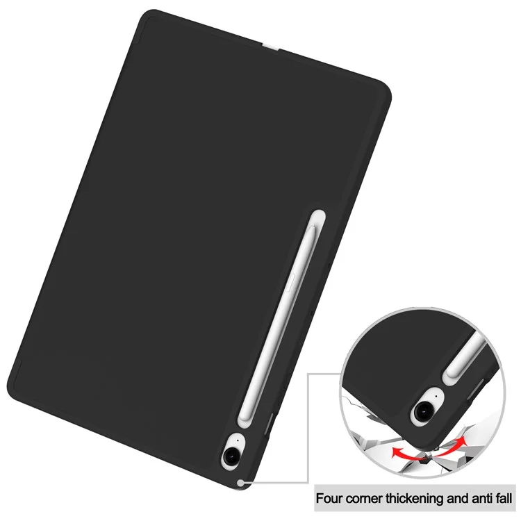 Pour Samsung Galaxy Tab S10 FE+ Étui à Rabat Support Couleur Unie Housse de Tablette en Cuir avec Emplacement pour Stylo - Noir