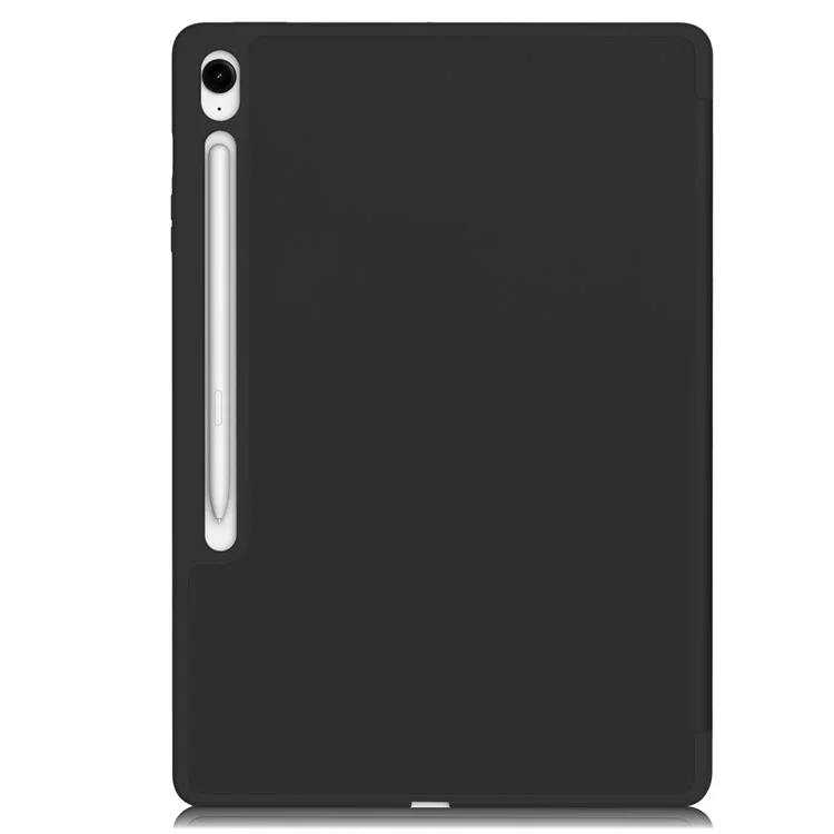 Pour Samsung Galaxy Tab S10 FE+ Étui à Rabat Support Couleur Unie Housse de Tablette en Cuir avec Emplacement pour Stylo - Noir