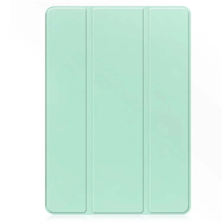Étui pour Samsung Galaxy Tab S10 FE+ Support Trifolié Couleur Unie en Cuir avec Emplacement pour Stylo - Vert Menthe