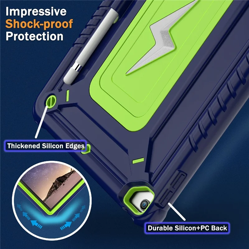Tablet Case For iPad 10.2 (2021) / (2020) / (2019) / Pro 10.5-inch (2017) Kickstand PC + Silicone Cover with Shoulder Strap - Yellowgreen