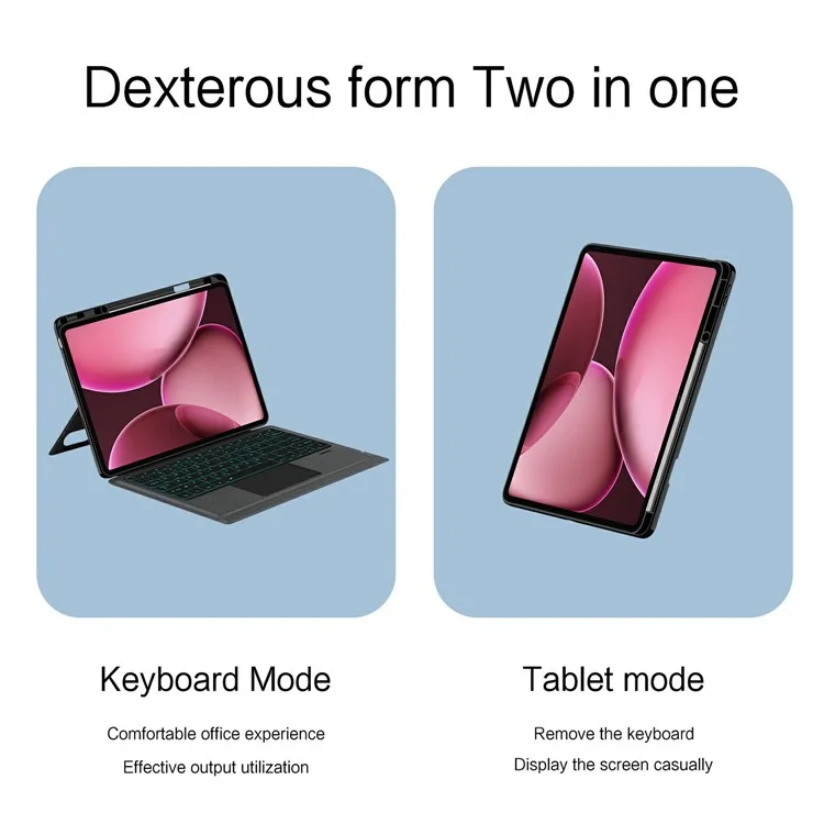 Für Oppo Pad 4 Pro Lederhülle + Bluetooth-kompatibler Tastatur mit Hintergrundbeleuchtung und Touchpad