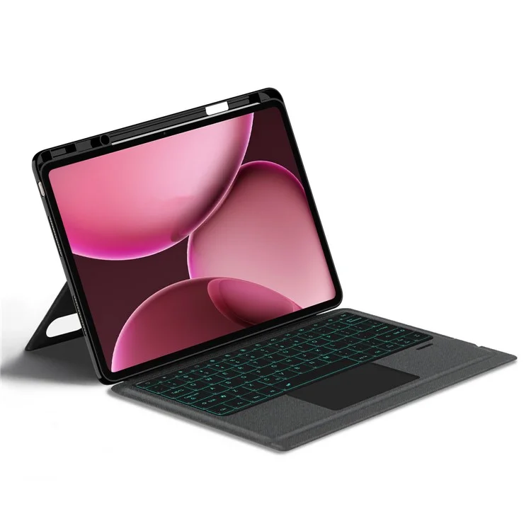 Für Oppo Pad 4 Pro Lederhülle + Bluetooth-kompatibler Tastatur mit Hintergrundbeleuchtung und Touchpad