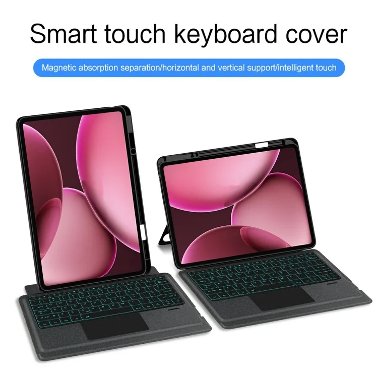 Für Oppo Pad 4 Pro Lederhülle + Bluetooth-kompatibler Tastatur mit Hintergrundbeleuchtung und Touchpad