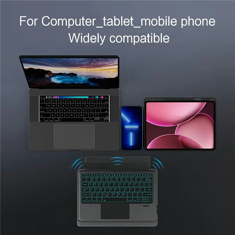 Für Oppo Pad 4 Pro Lederhülle + Bluetooth-kompatibler Tastatur mit Hintergrundbeleuchtung und Touchpad