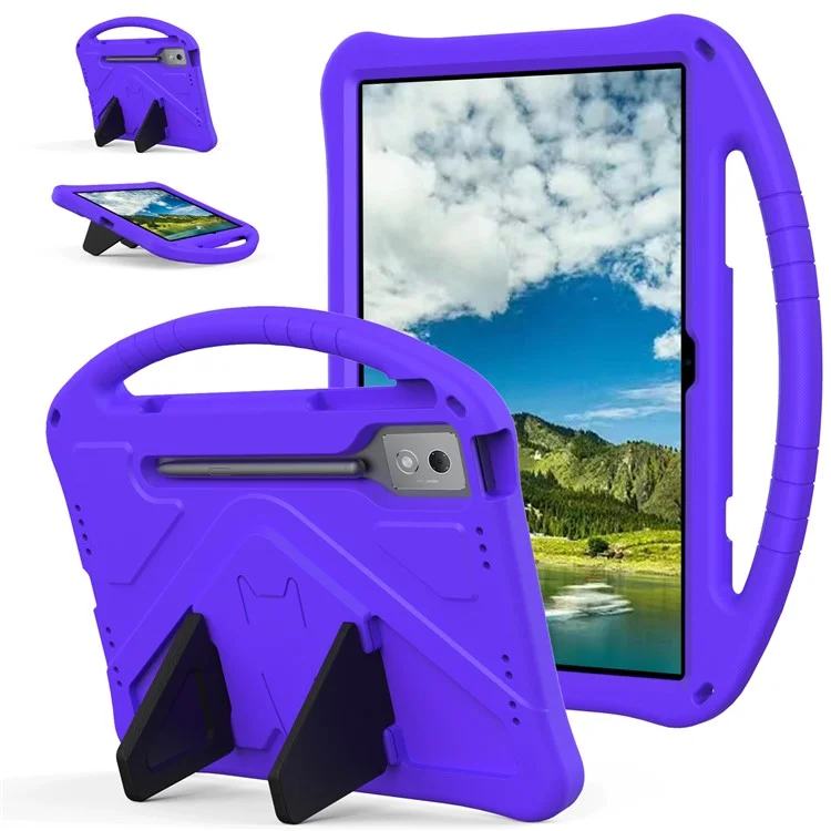 For Lenovo Idea Tab Pro (TB-373FU) Case EVA Tablet Cover with Handle Kickstand Children Friendly - Purple