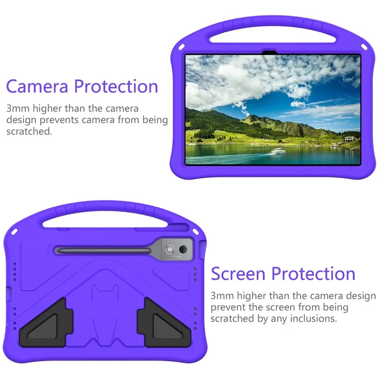 For Lenovo Idea Tab Pro (TB-373FU) Case EVA Tablet Cover with Handle Kickstand Children Friendly - Purple