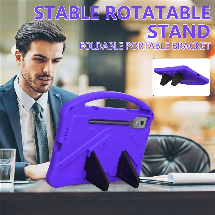 For Lenovo Idea Tab Pro (TB-373FU) Case EVA Tablet Cover with Handle Kickstand Children Friendly - Purple