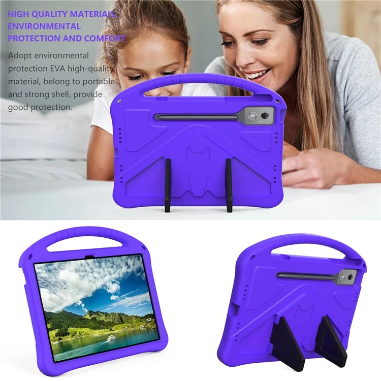 For Lenovo Idea Tab Pro (TB-373FU) Case EVA Tablet Cover with Handle Kickstand Children Friendly - Purple