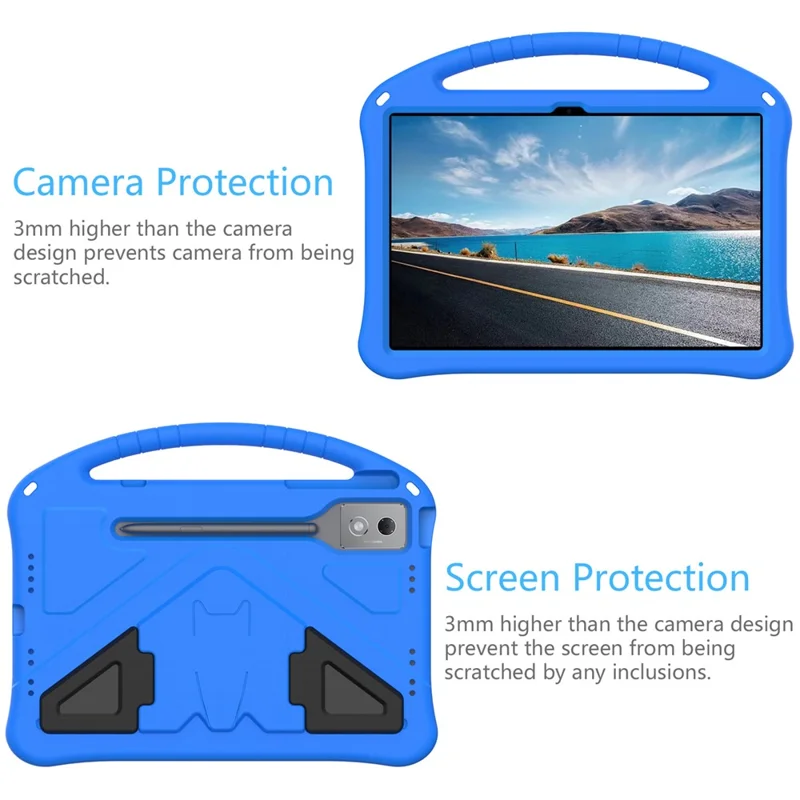 For Lenovo Idea Tab Pro (TB-373FU) Case EVA Tablet Cover with Handle Kickstand Children Friendly - Blue