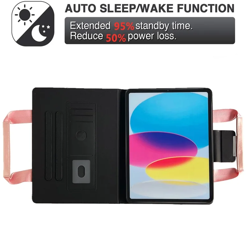 Tablet Case for iPad Pro 11 (2025) / 11 (2024) Auto Wake / Sleep Leather Cover with Handle / Zipper Pouch - Rose Gold