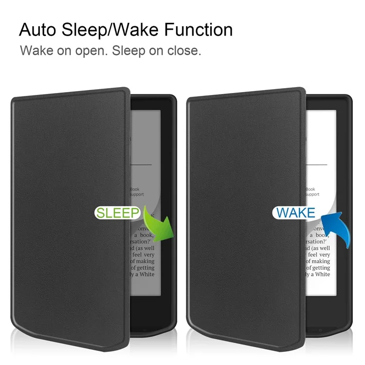 Cover in Pelle PU + TPU per Pocketbook Verse Lite / Verse Pro PB634 / Verse PB629 E-Reader con Apertura/Chiusura Automatica - Nero