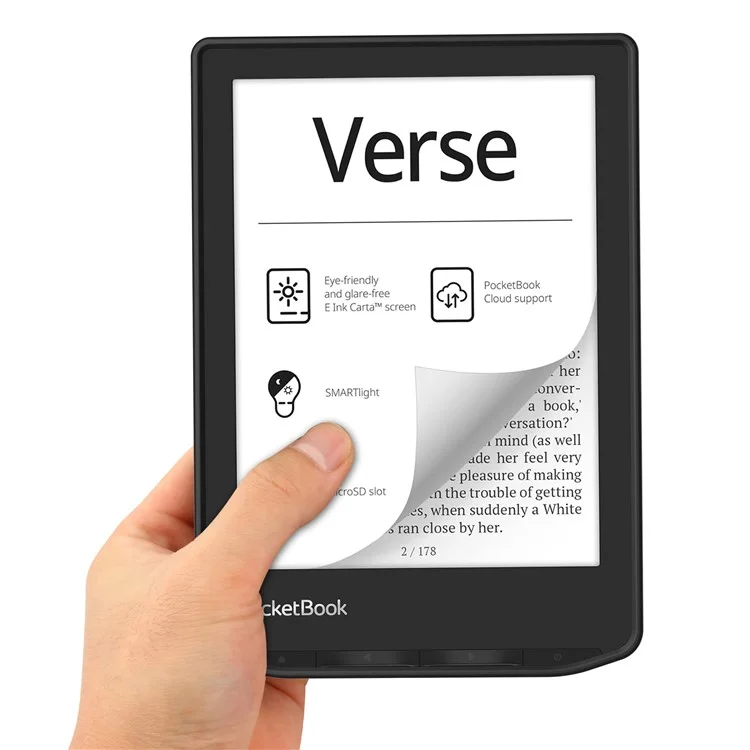 Cover in Pelle PU + TPU per Pocketbook Verse Lite / Verse Pro PB634 / Verse PB629 E-Reader con Apertura/Chiusura Automatica - Nero
