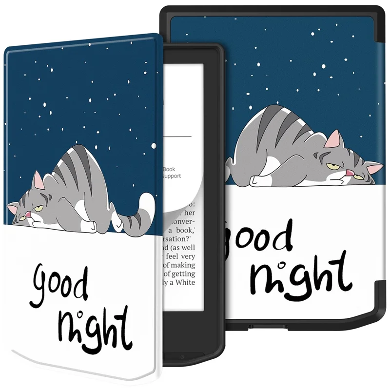 E-Reader Case For PocketBook Verse Lite  /  Verse Pro PB634  /  Verse PB629 Pattern Print TPU + PU Cover - Cat