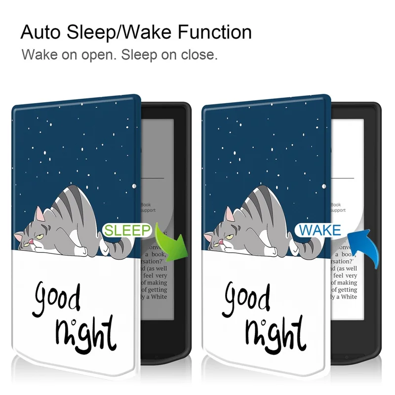 E-Reader Case For PocketBook Verse Lite  /  Verse Pro PB634  /  Verse PB629 Pattern Print TPU + PU Cover - Cat