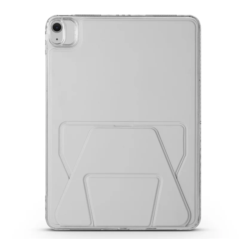 For iPad Air 13 (2026) / (2025) / (2024) Case TPU PU Leather Kickstand Tablet Cover with Lens Frames - Grey