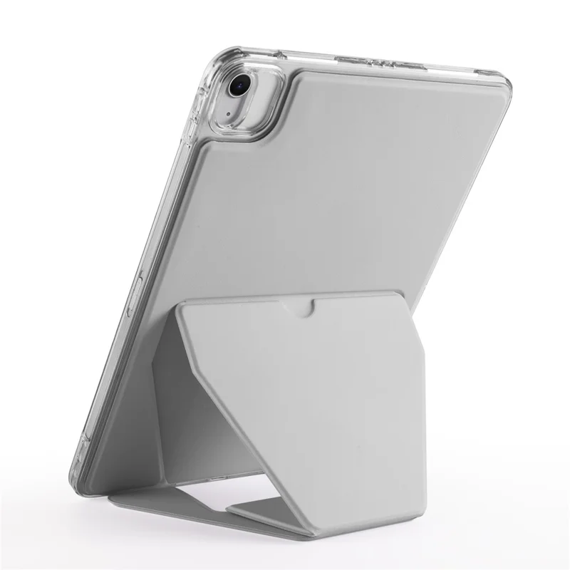 For iPad Air 13 (2026) / (2025) / (2024) Case TPU PU Leather Kickstand Tablet Cover with Lens Frames - Grey