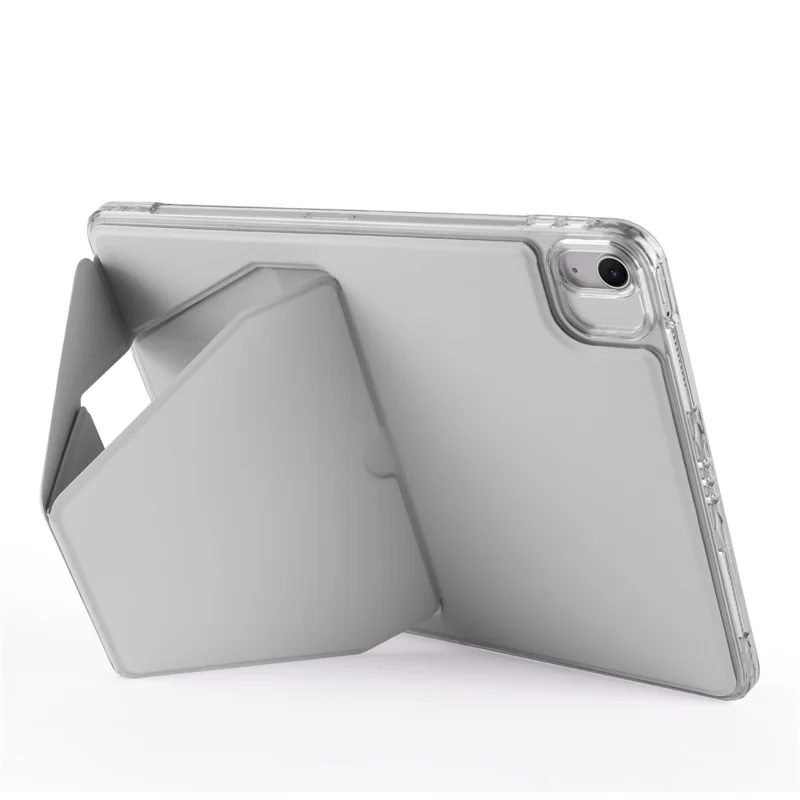 For iPad Air 13 (2026) / (2025) / (2024) Case TPU PU Leather Kickstand Tablet Cover with Lens Frames - Grey