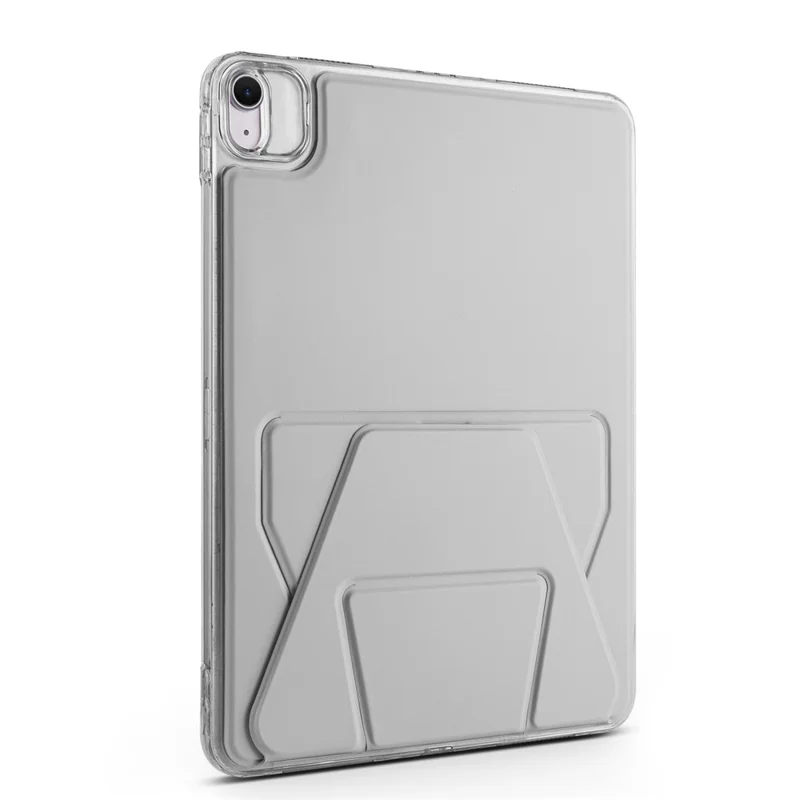 For iPad Air 13 (2026) / (2025) / (2024) Case TPU PU Leather Kickstand Tablet Cover with Lens Frames - Grey