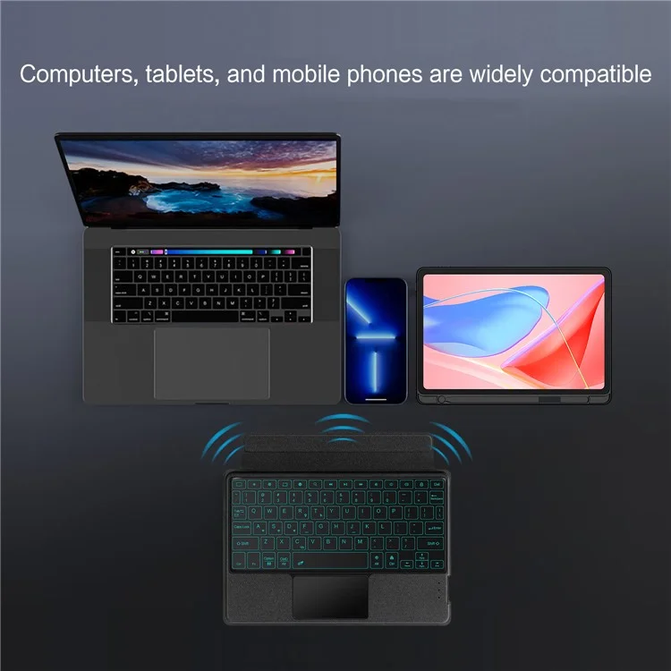 For Lenovo Tab 10.1 (2025) TB311XU2  /  Zhaoyang K10C Leather Case + Bluetooth-Compatible Keyboard with Backlight Trackpad