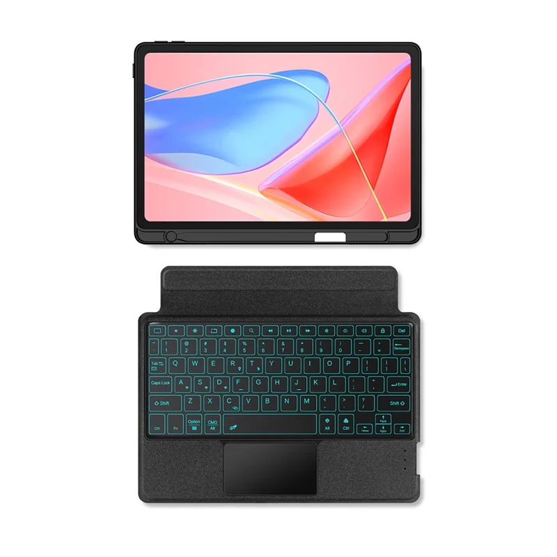 For Lenovo Tab 10.1 (2025) TB311XU2  /  Zhaoyang K10C Leather Case + Bluetooth-Compatible Keyboard with Backlight Trackpad