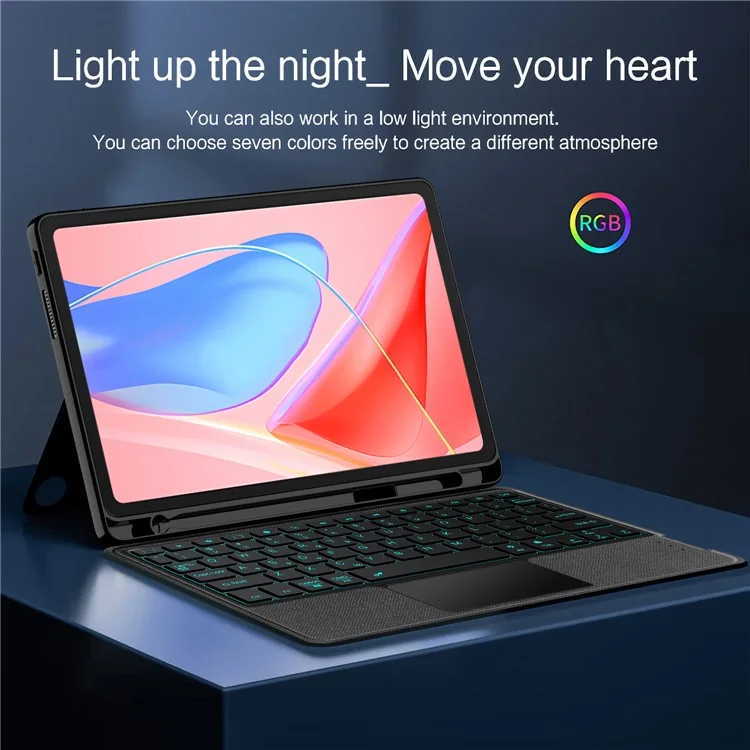 For Lenovo Tab 10.1 (2025) TB311XU2  /  Zhaoyang K10C Leather Case + Bluetooth-Compatible Keyboard with Backlight Trackpad