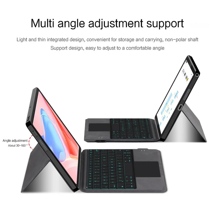 For Lenovo Tab 10.1 (2025) TB311XU2  /  Zhaoyang K10C Leather Case + Touchpad Bluetooth-Compatible Keyboard with Backlit