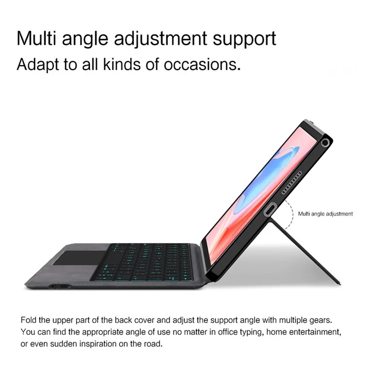For Lenovo Tab 10.1 (2025) TB311XU2  /  Zhaoyang K10C Leather Case + Touchpad Bluetooth-Compatible Keyboard with Backlit