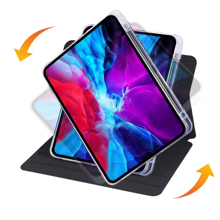 Étui pour iPad (2025) / 10,9 (2022) avec Support Rotatif Magnétique Détachable en Acrylique + Cuir - Noir