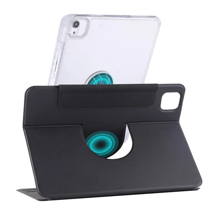Étui pour iPad (2025) / 10,9 (2022) avec Support Rotatif Magnétique Détachable en Acrylique + Cuir - Noir