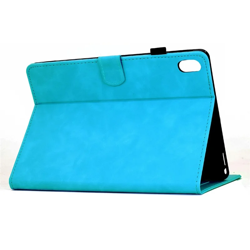 For iPad (2025) / 10.9 (2022) Case Mandala Imprinted Leather Tablet Cover with Card Slots - Sky Blue