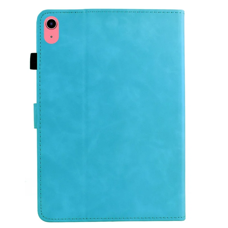 For iPad (2025) / 10.9 (2022) Case Mandala Imprinted Leather Tablet Cover with Card Slots - Sky Blue