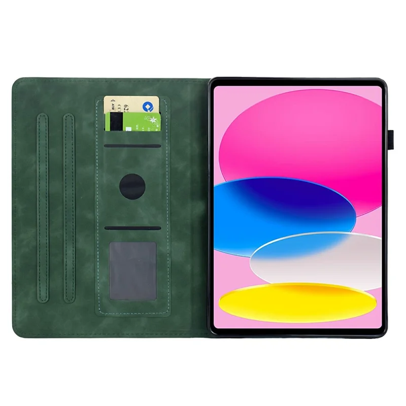 For iPad (2025) / 10.9 (2022) Case Mandala Imprinted Leather Tablet Cover with Card Slots - Green