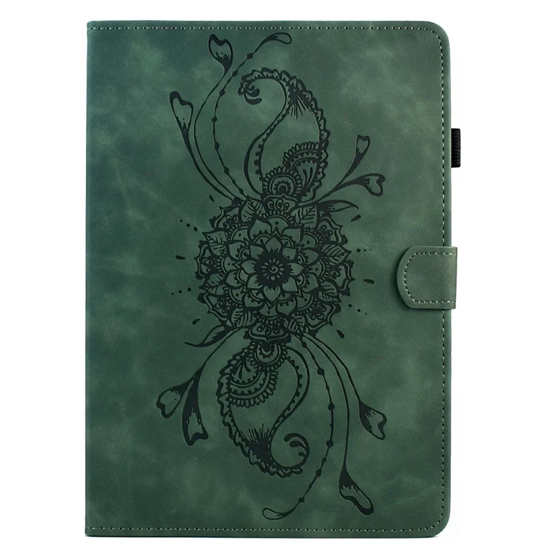 For iPad (2025) / 10.9 (2022) Case Mandala Imprinted Leather Tablet Cover with Card Slots - Green