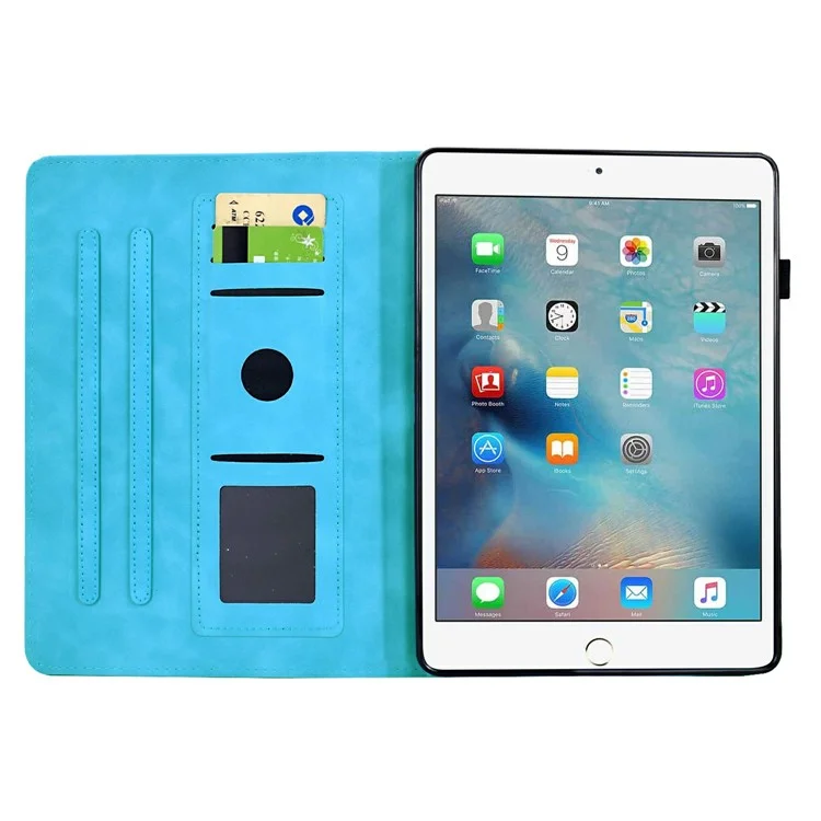Lederetui für iPad 9,7 Zoll (2018) / (2017) / Air 2 / Air (2013) Mandala-Muster Tablet-Hülle mit Kartenfächern - Himmelblau