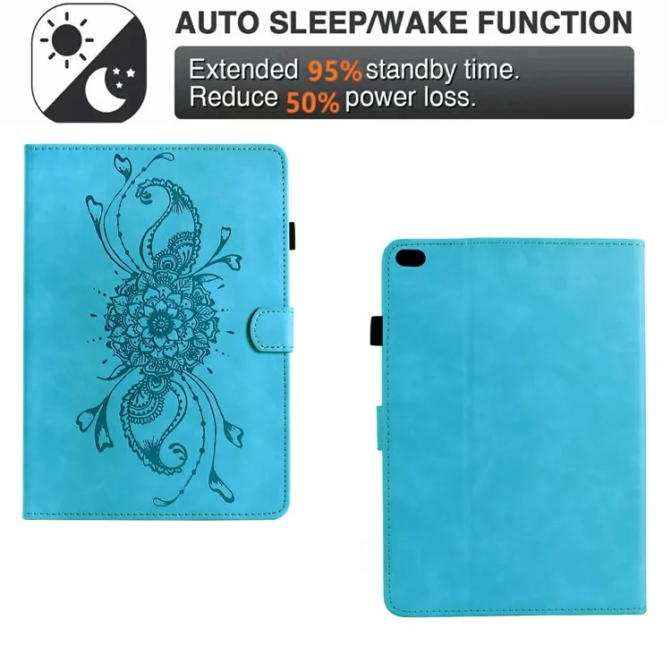 Lederetui für iPad 9,7 Zoll (2018) / (2017) / Air 2 / Air (2013) Mandala-Muster Tablet-Hülle mit Kartenfächern - Himmelblau