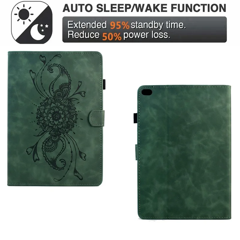Leather Case For iPad mini (2019) 7.9 inch / mini 4 / mini 3 / mini 2 / Mini Mandala Imprinted Tablet Cover with Card Slots - Green