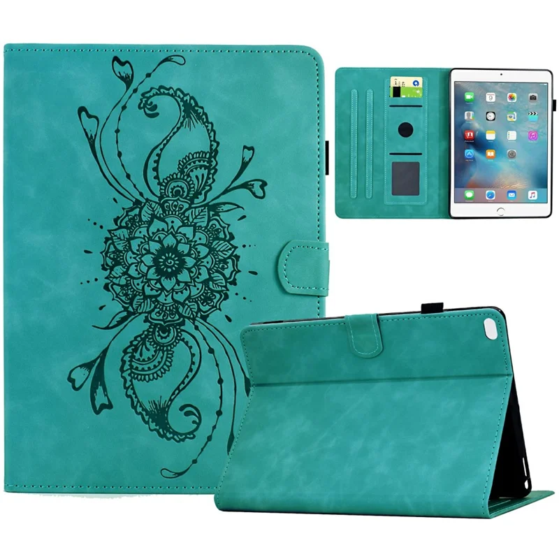 Leather Case For iPad mini (2019) 7.9 inch / mini 4 / mini 3 / mini 2 / Mini Mandala Imprinted Tablet Cover with Card Slots - Baby Blue