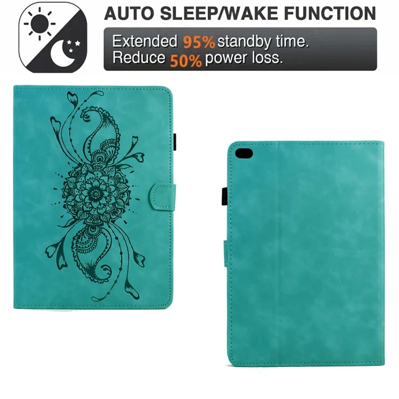 Leather Case For iPad mini (2019) 7.9 inch / mini 4 / mini 3 / mini 2 / Mini Mandala Imprinted Tablet Cover with Card Slots - Baby Blue
