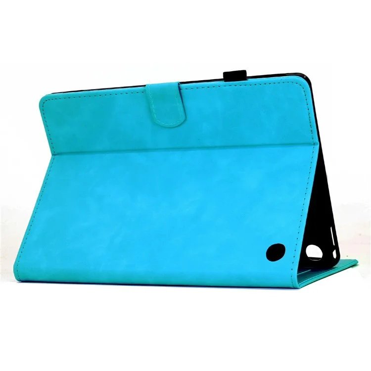 Étui pour Amazon Fire HD 8 (2022) / (2020) avec Motif Mandala Imprimé en Cuir et Emplacements pour Cartes - Bleu Ciel