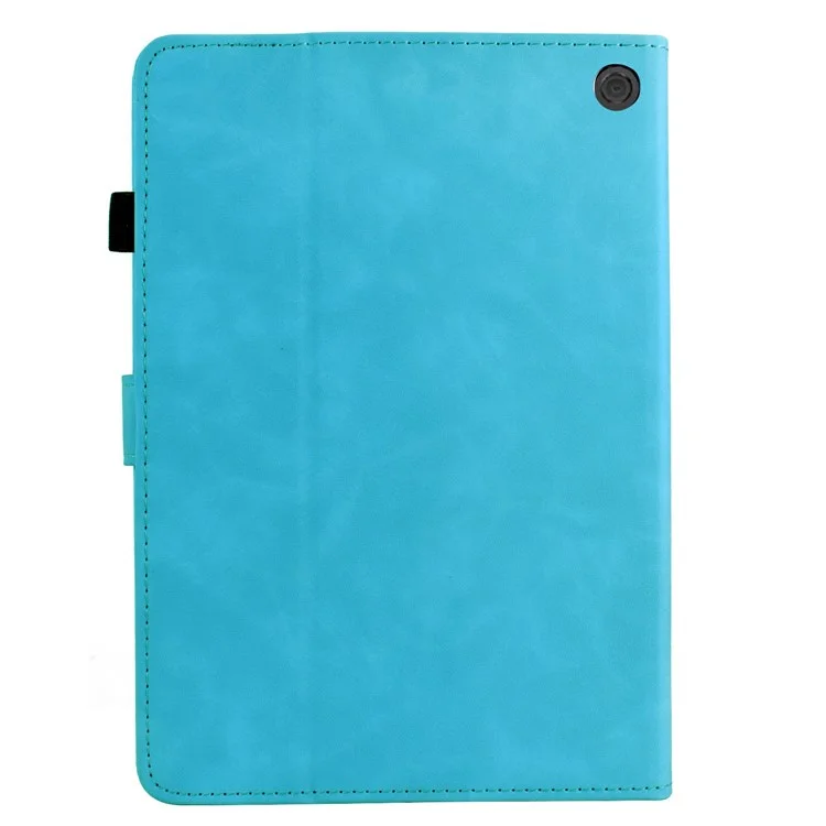 Étui pour Amazon Fire HD 8 (2022) / (2020) avec Motif Mandala Imprimé en Cuir et Emplacements pour Cartes - Bleu Ciel