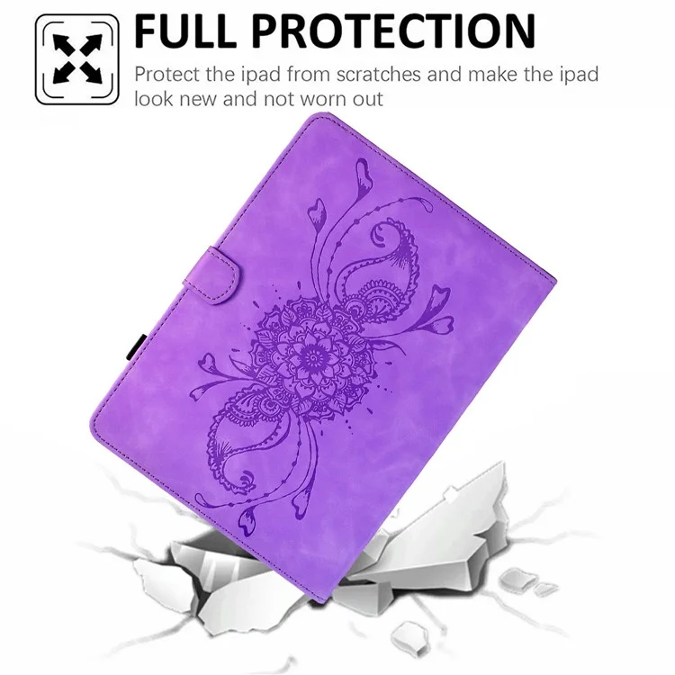 For Amazon Kindle Paperwhite 6 (2024) Case Mandala Imprinted Leather Tablet Cover with Card Slots - Light Purple