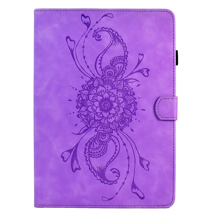 For Amazon Kindle Paperwhite 6 (2024) Case Mandala Imprinted Leather Tablet Cover with Card Slots - Light Purple