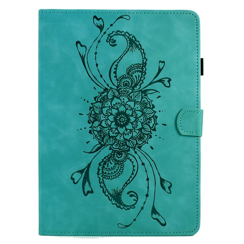 For Amazon Kindle Paperwhite 5 (2021) Case Mandala Imprinted Leather Tablet Cover with Card Slots - Baby Blue