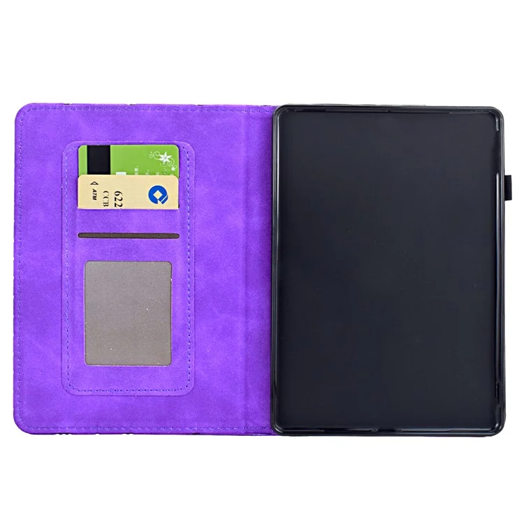 Leather Case For Amazon Kindle Paperwhite 4 (2018) / 3 (2015) / 2 (2015) / Paperwhite (2015) Mandala Imprinted Tablet Cover with Card Slots - Light Purple