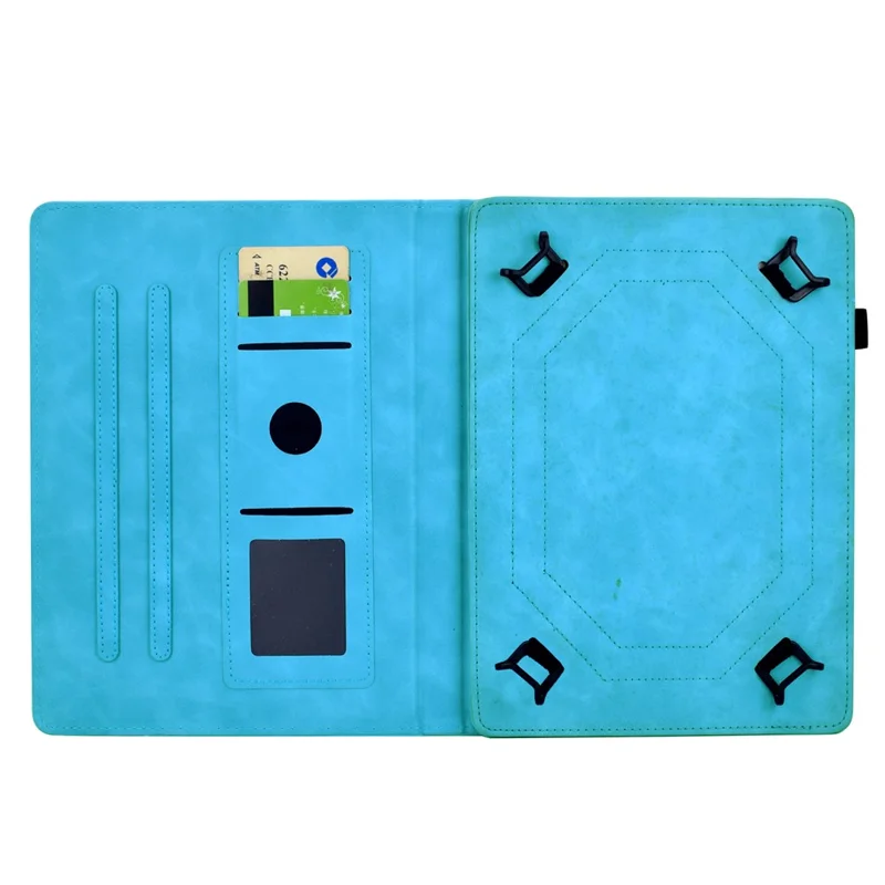 Universal 7 inch Tablet Case Mandala Imprinted Leather Tablet Cover with Card Slots - Sky Blue